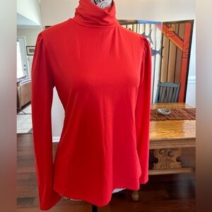 Rachel Parcell Coral Red Turtleneck Long-Sleeve Top